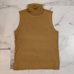 💛Kasper💛Gold Metallic Sleeveless Turtleneck Sweater